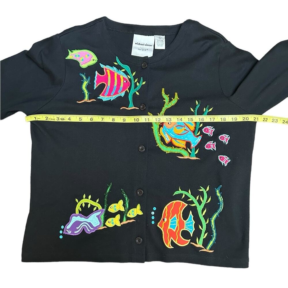 Michael Simon Sequin Fish Button Up Top Large - image 4